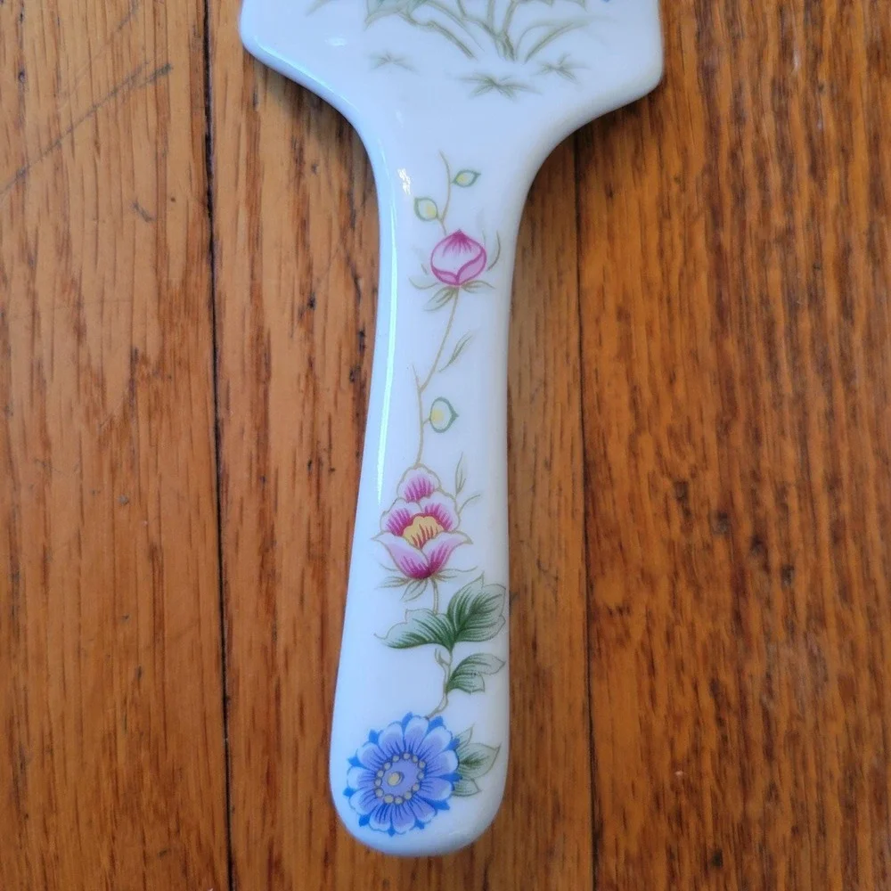 Vintage Andrea By Sadek Floral Porcelain Cake Server Made In Japan Staging Kitch